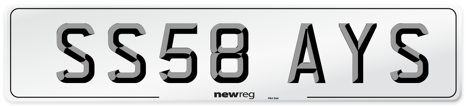 SS58 AYS Number Plate from New Reg